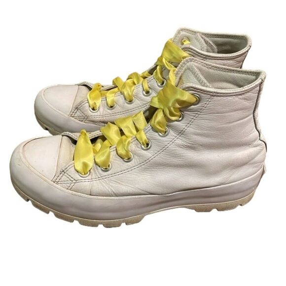 Converse White Chuck Taylor All Star Lugged Leather Sneaker Shoes Womens Size 8 - Picture 1 of 12